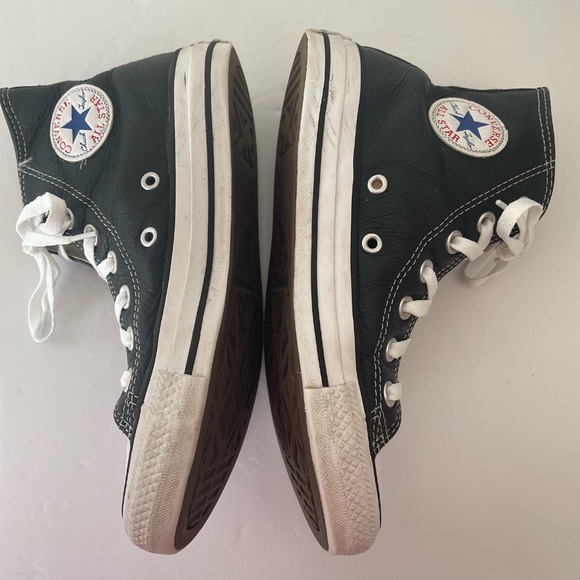 Converse Classic Black LEATHER and White High-Tops - Picture 7 of 16